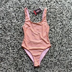 Danielle Brown x Jack’s Swimwear One Piece Swimsuit Orange Stripe Size Small
